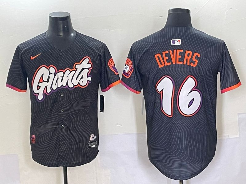 Men 2025 San Francisco Giants #16 Devers Black Joint Name Nike MLB Jersey style 2->san francisco giants->MLB Jersey